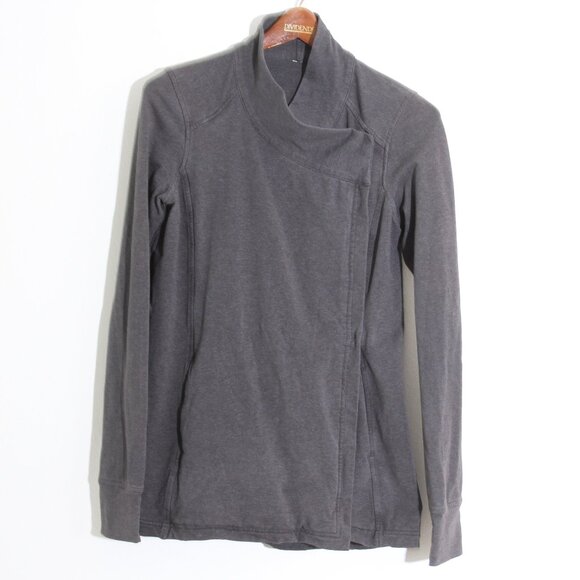 Lululemon Coast Wrap II Heathered Black Gray Cardigan Sweater Open Front Size 6 - Picture 3 of 15